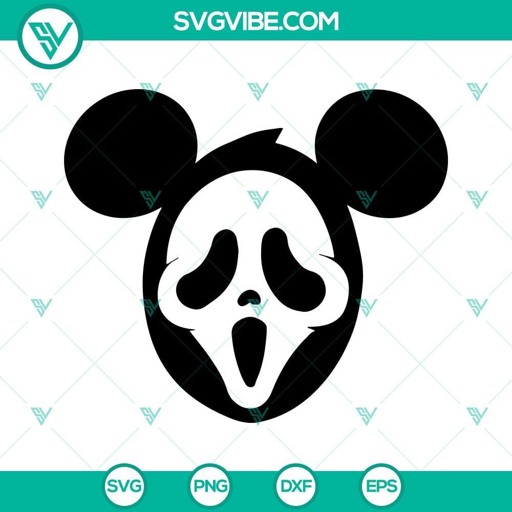 Mickey Ghost Face Halloween SVG, Ghost Face Scream Mouse Ears SVG Mickey Mouse Ghost Face Scream Halloween SVG Files with Mouse Ears for crafts and projects.