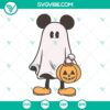 Disney Mickey Halloween SVG files with ghost pumpkin design, perfect for Halloween crafting projects.