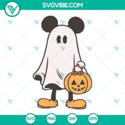 Disney Mickey Halloween SVG files with ghost pumpkin design, perfect for Halloween crafting projects.