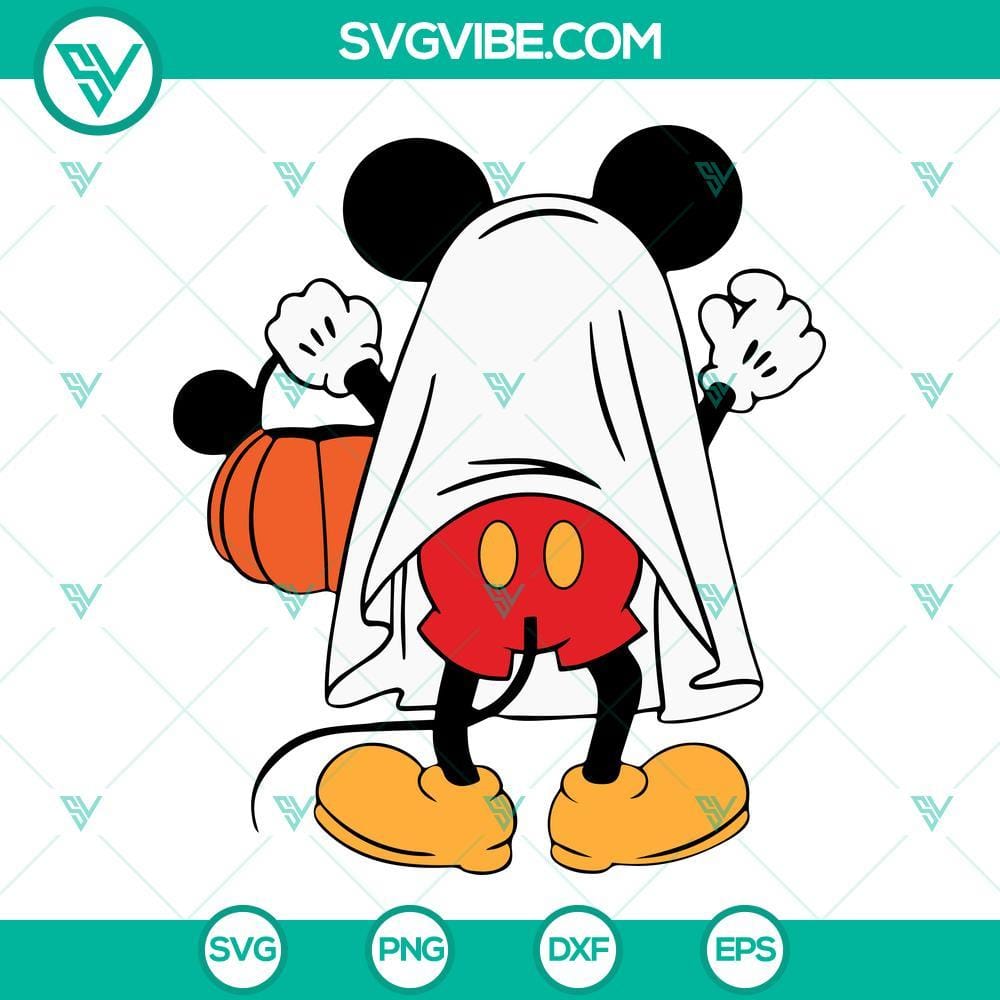 Mickey Ghost Halloween SVG, Mickey Pumpkin SVG, Disney Halloween SVG Disney Halloween SVG featuring Mickey Mouse as a ghost and a pumpkin. Perfect for spooky holiday crafts and decorations.