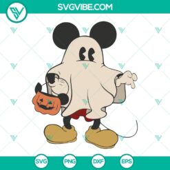 Mickey Mouse ghost pumpkin Halloween SVGs and spooky season image for crafting and digital design projects.