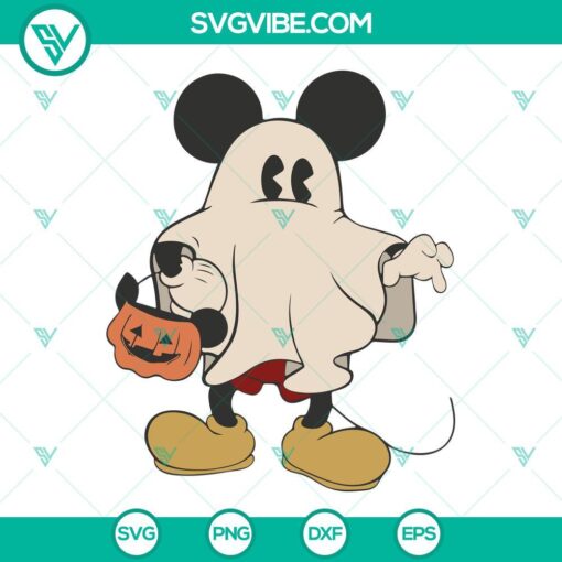 Mickey Mouse ghost pumpkin Halloween SVGs and spooky season image for crafting and digital design projects.