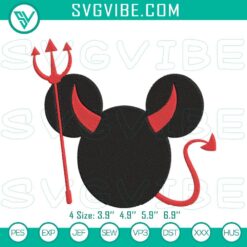 Mickey Mouse Halloween devil machine embroidery designs, perfect for spooky Halloween crafting projects.