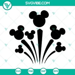 Disneyland 4th of July fireworks SVG featuring Mickey Mouse head design in PNG, DXF, and EPS formats for crafting.