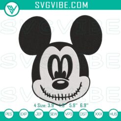 Mickey Head Jack Skellington Halloween Embroidery Design, Download File for Mickey Fans.