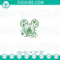 Mickey Head Lucky Embroidery File for Disney St. Patrick’s Day, festive and fun design for crafts and projects.