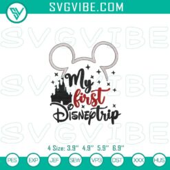 Embroidery file of Mickey Head for "My First Disney Trip" vacation pattern, suitable for digital crafting projects.