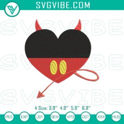 Mickey heart embroidery design featuring classic Disney love theme, perfect for crafting projects.