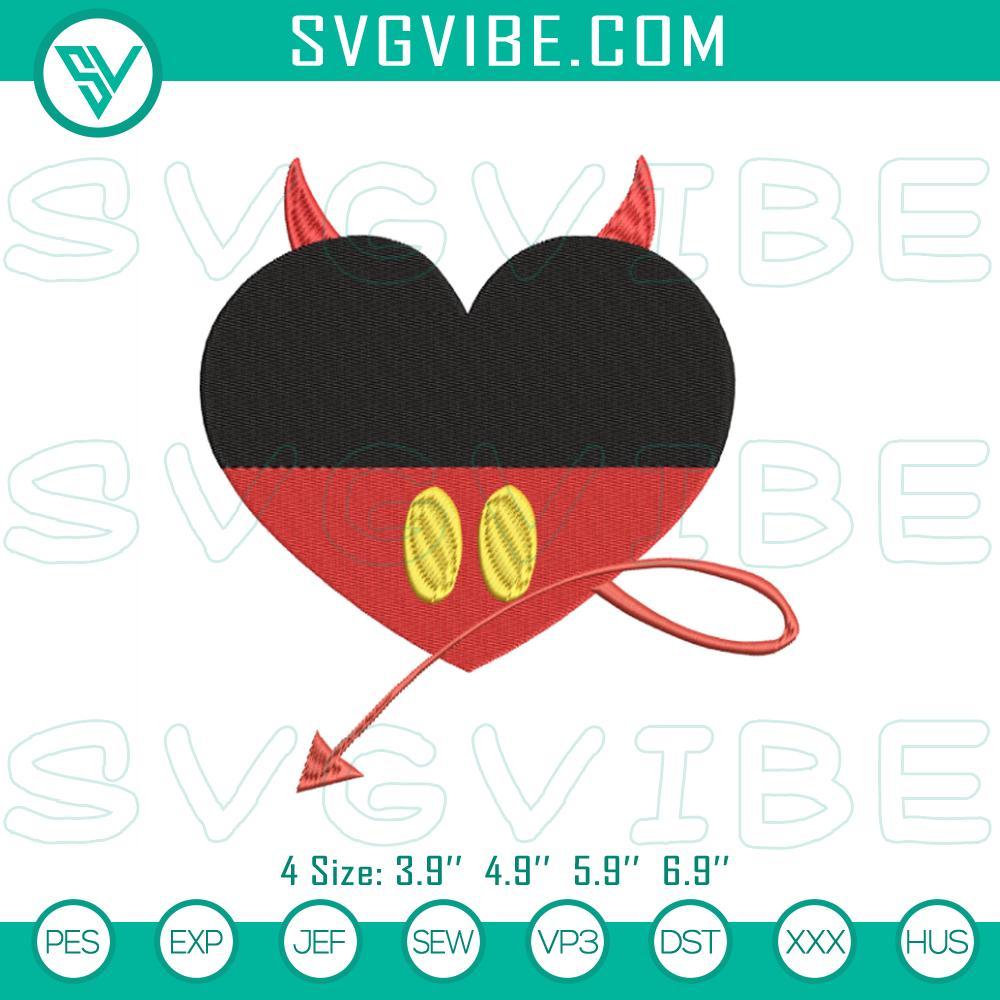 Mickey Heart Valentine Embroidery Design Files Mickey heart embroidery design featuring classic Disney love theme, perfect for crafting projects.