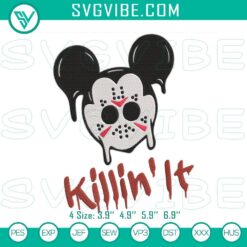 Mickey Jason Voorhees Halloween machine embroidery designs, perfect for spooky season crafting.