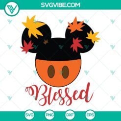 Mickey and Minnie Blessed Thanksgiving SVG bundle with Disney Mouse head, perfect for crafts, shirts, and more.