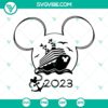 Mickey and Minnie Cruise Ears 2023 SVG File perfect for Disney Trip 2023. Fun family design for DIY projects.