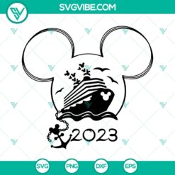 Mickey and Minnie Cruise Ears 2023 SVG File perfect for Disney Trip 2023. Fun family design for DIY projects.