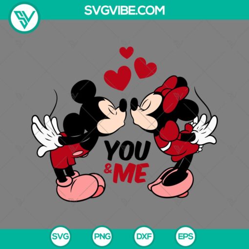 Mickey Minnie Kiss SVG perfect for Valentine's Day celebration. Ideal for crafting projects and love-themed designs.