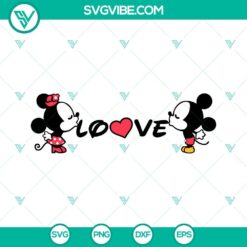 Mickey Minnie love kissing SVG download for matching couple, featuring Mickey and Minnie Mouse in a romantic embrace. Ideal for craft projects.
