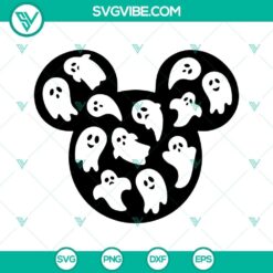 Mickey and Minnie Mouse heads with ghostly Halloween theme in SVG file format for 2022 by Disney.