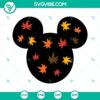 Mickey and Minnie Mouse head autumn SVG images with themed leaves, perfect for fall designs.