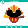 Mickey and Minnie Mouse head shaped Turkey SVG bundle for Thanksgiving celebration, festive and unique design.