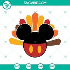 Mickey and Minnie Mouse head shaped Turkey SVG bundle for Thanksgiving celebration, festive and unique design.