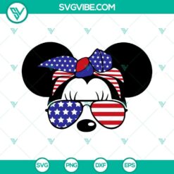 Mickey and Minnie USA flag sunglasses SVG file, perfect for Disney mouse 4th of July celebration. Bold red, white, and blue design.