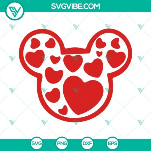 Mickey and Minnie Valentine SVG with Mouse Ears Heart design bundle for crafting projects. Suitable for Disney fans and Valentine's Day themes.