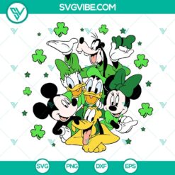 Mickey Mouse and Friends St. Patrick's Day SVG download with Shamrock file - fun and festive Disney characters for crafting projects.