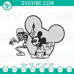 Spooky Halloween Mickey Mouse and Skeleton embroidery design file, perfect for Halloween crafts and decorations.