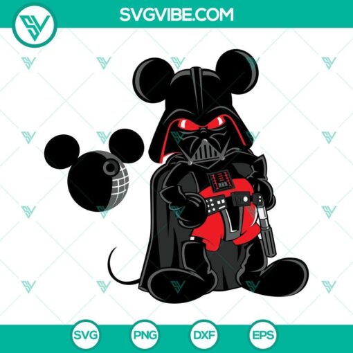 Mickey Mouse dressed as Darth Vader SVG download, Star Wars themed design with Darth Vader elements.