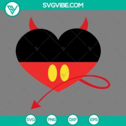 Mickey Mouse Devil Heart SVG with Disney Mickey designs for Valentine's Day projects, SVG images for download.