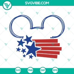 Mickey Mouse ear USA star SVG download for July 4th, Disney SVG file with PNG DXF EPS formats, ideal for Independence Day crafting.