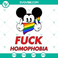 Mickey Mouse Fuck Homophobia SVG with Rainbow Bandana, Funny LGBT design for digital use.