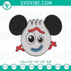 Mickey Mouse Forky machine embroidery design with Toy Story Disney pattern. Ideal for Disney fans.