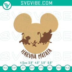 Mickey Mouse head Hakuna Matata embroidery design inspired by Disney Animal Kingdom, digital file.