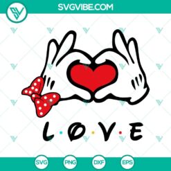 Mickey and Minnie Valentine's SVG files with heart hands design, perfect for Valentine's Day crafting projects.