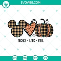 Mickey Mouse Love Fall, Pumpkin, and Hello Fall SVG downloads perfect for autumn crafting projects.