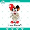 Mickey Mouse Pennywise Hello Georgie Halloween SVG featuring a spooky twist on a famous cartoon character design. Great for crafting projects.