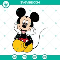 Mickey Mouse sitting down SVG download, adorable Disney illustration in PNG, DXF, EPS file formats for crafts and design projects.