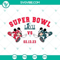 Mickey Mouse Super Bowl LVII 2023 SVG featuring Chiefs Vs Eagles design for download in PNG format.