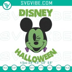 Disney Halloween embroidery design featuring Mickey Mouse as a scary zombie. Perfect for Halloween projects.