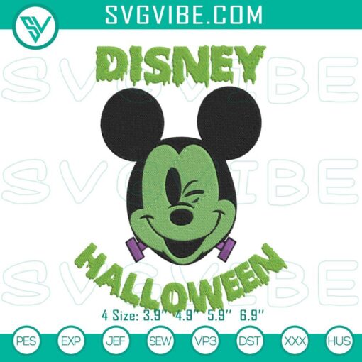Disney Halloween embroidery design featuring Mickey Mouse as a scary zombie. Perfect for Halloween projects.