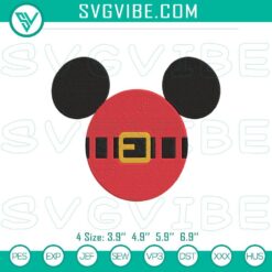 Festive Mickey Santa Claus Christmas embroidery design file, perfect for holiday crafts and projects.