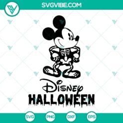 Mickey Mouse Skeleton SVG design perfect for Halloween theme, Disney character skeleton images downloadable.