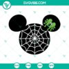 Mickey Mouse Halloween SVG with spider web design, ideal for cutting machines. Download SVG for crafts and decor.