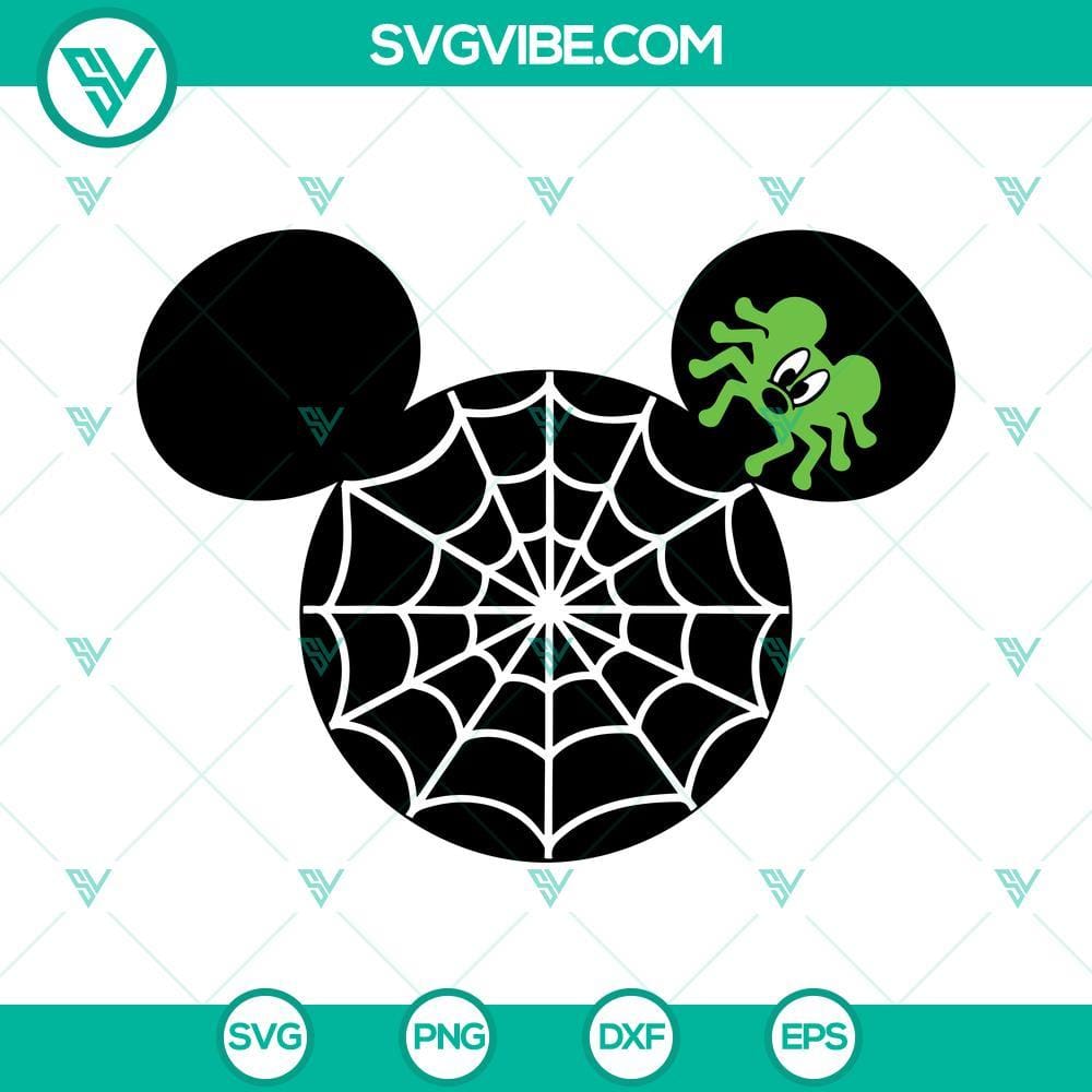 Mickey Spider Web Ears SVG, Mickey Spiderweb Halloween SVG Cut File Cricut Mickey Mouse Halloween SVG with spider web design, ideal for cutting machines. Download SVG for crafts and decor.