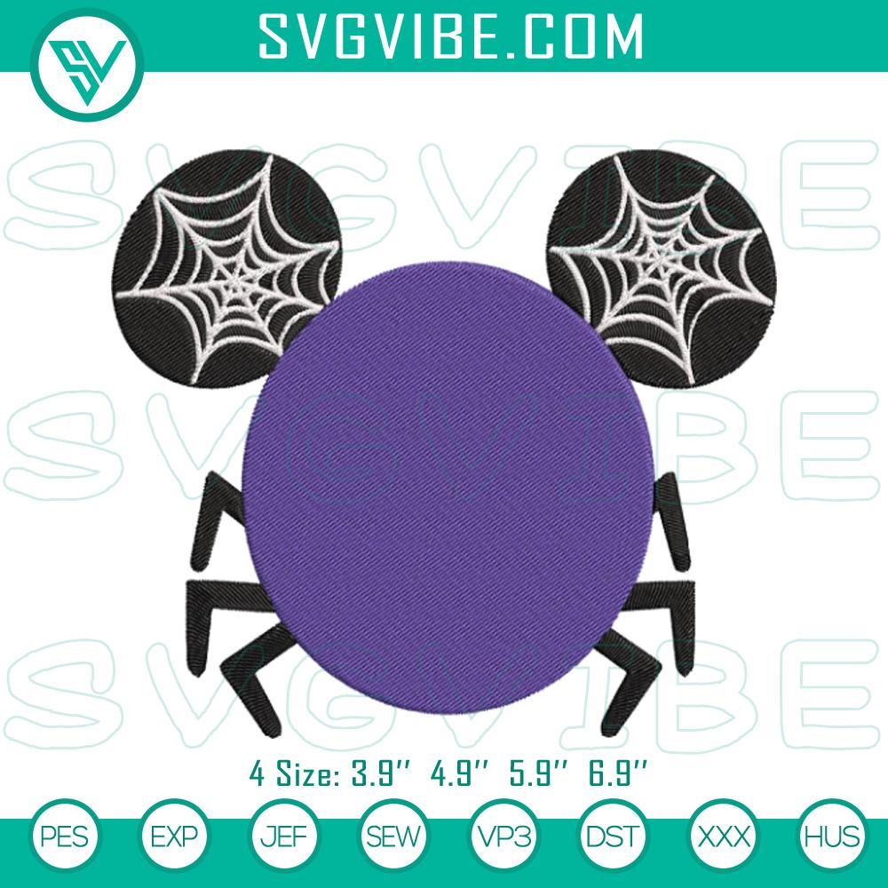 Mickey Spider Web Halloween Embroidery Designs Mickey Mouse Halloween spider web embroidery design from Disney, spooky digital pattern for Halloween crafting.
