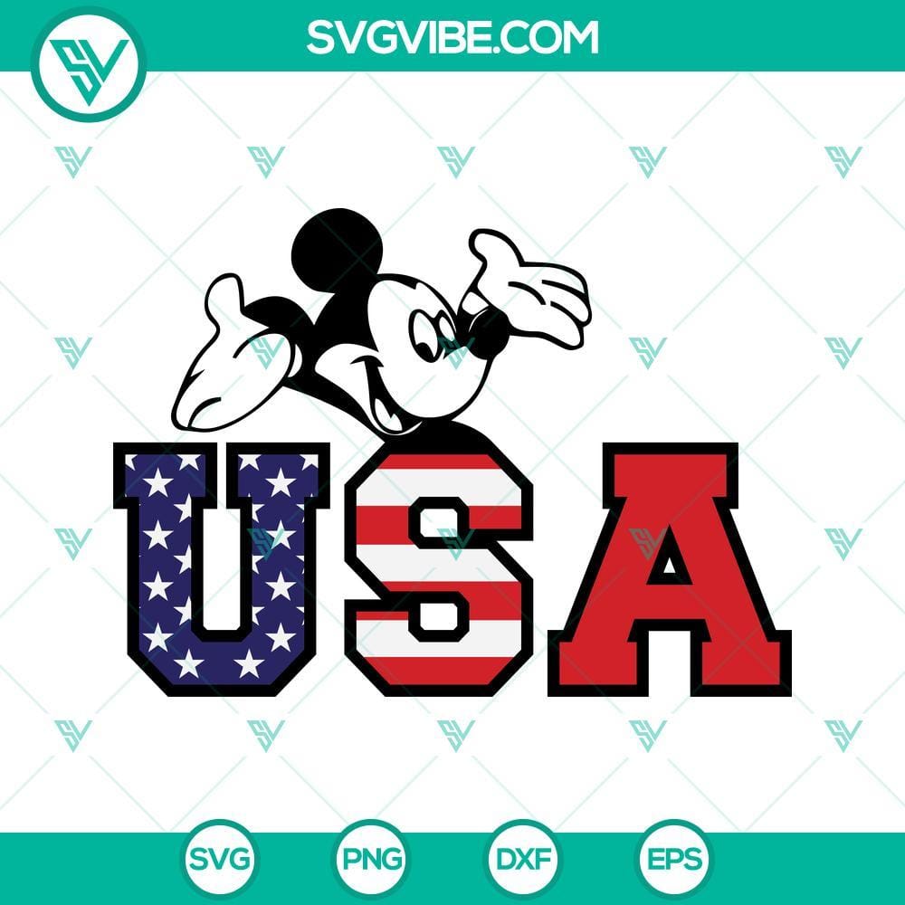 mickey-usa-svg-4th-of-july-mickey-mouse-svg-patriotic-svg-usa-flag-svg-american-flag-svg-1-mockup.jpg Mickey Mouse USA SVG for 4th of July, patriotic red, white, and blue design with USA text, perfect for Independence Day celebrations.