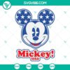 Mickey Mouse American flag 4th of July SVG file perfect for patriotic crafts and projects, red white and blue Disney design.