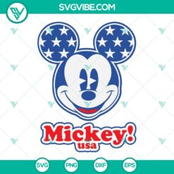 Mickey Mouse American flag 4th of July SVG file perfect for patriotic crafts and projects, red white and blue Disney design.