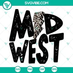 Midwest leopard lightning bolt SVG download cut files suitable for EPS and PNG formats.