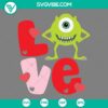 Mike Wazowski from Monsters Inc lovingly holding hearts, perfect for Valentine's Day. SVG, PNG, EPS, DXF files available for download.